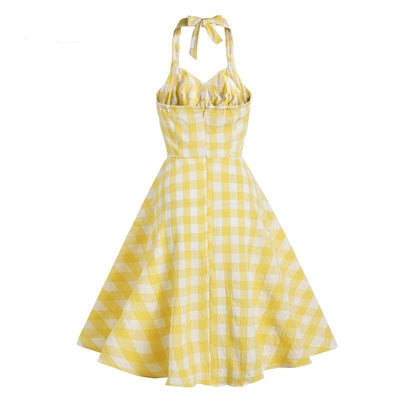 Robe Rétro Carreaux Jaune